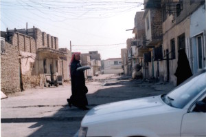 Typical Iraqi street scene, as seen from the passenger seat.